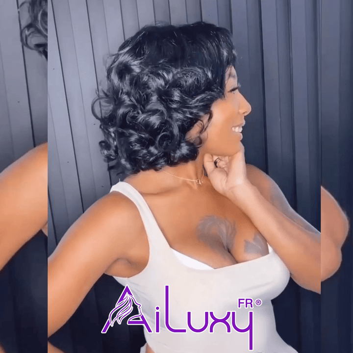 En france AILUXY 13x4 Lace Closure Perruque Catherine Wave Longue Couleur naturelle 100% cheveux humains 250% densité comme sur la vidéo 3 - 4 jours reçus+Un beau cadeau