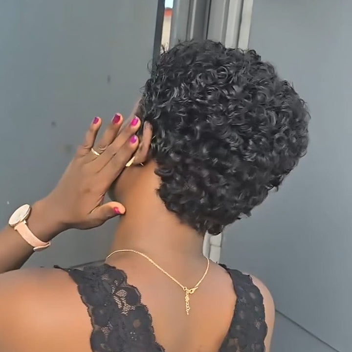 AILUXY  Perruque Pixie Frisée Douceur et Volume Magnifiques
