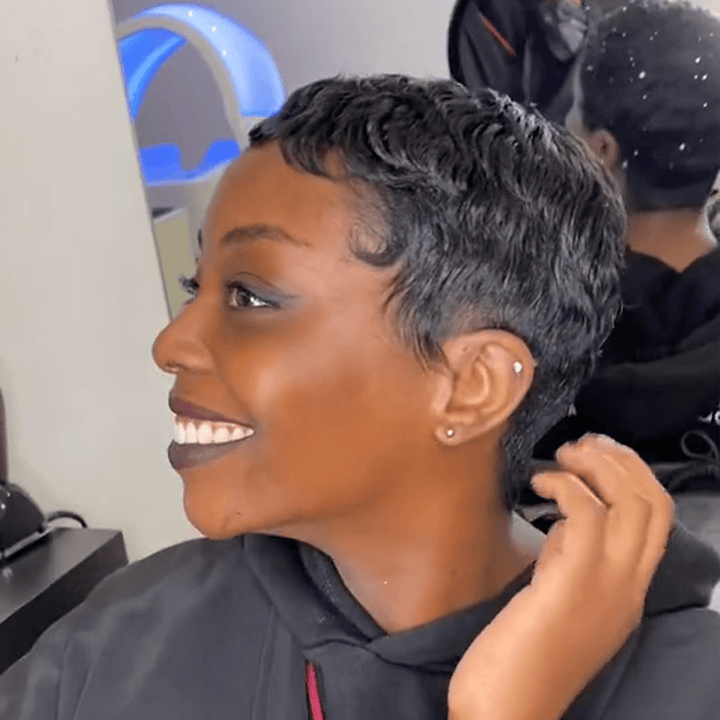 AILUXY Perruque Nouveauté ! perruque courte perruque pixie 100% cheveux humains-sans colle!