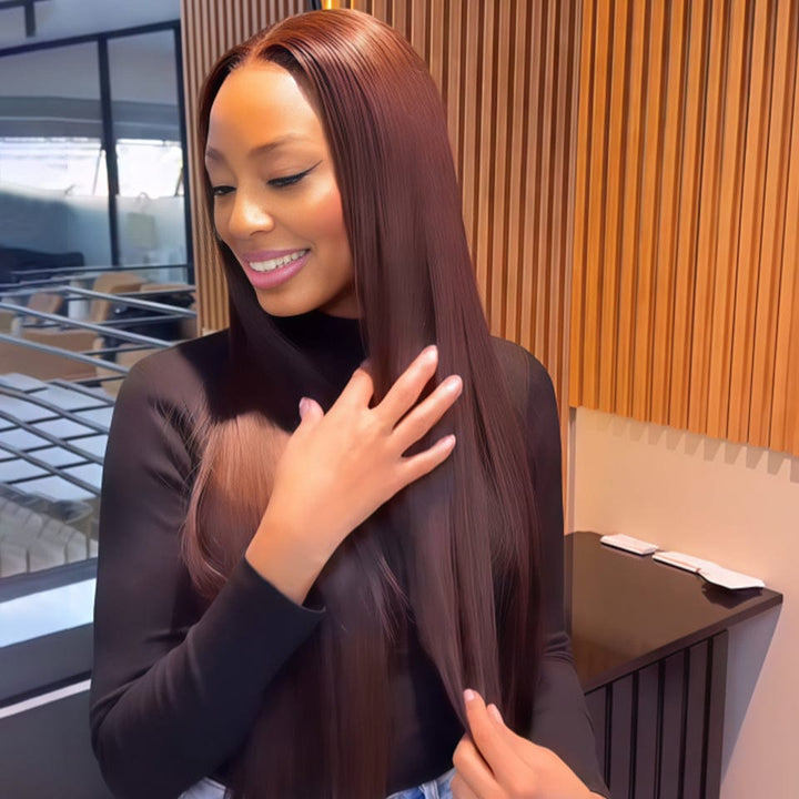 AILUXY 13x4 Lace Frontal #4 Lisse Perruque Court et Frisé Volume Maximum et Attitude