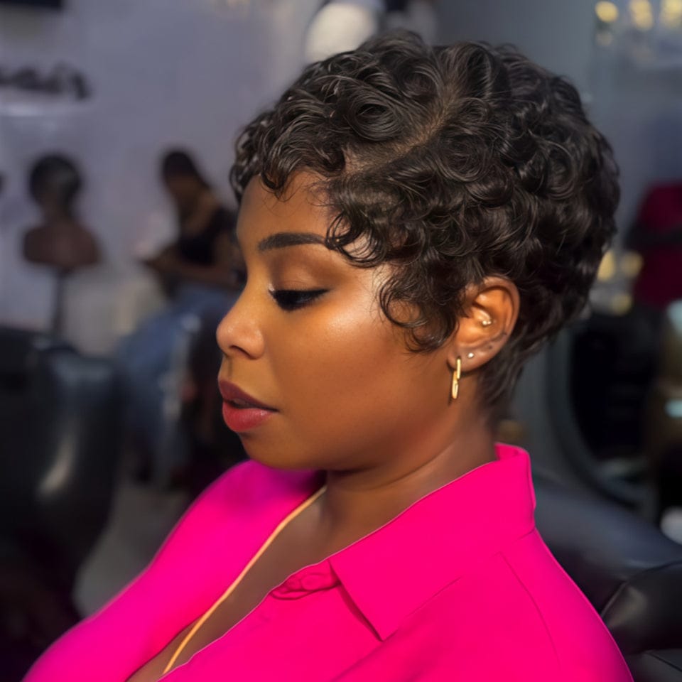 AILUXY Livraison EXPRESS OFFERTE pour le Black Friday lace 13x4 Mini perruque bouclée elfe