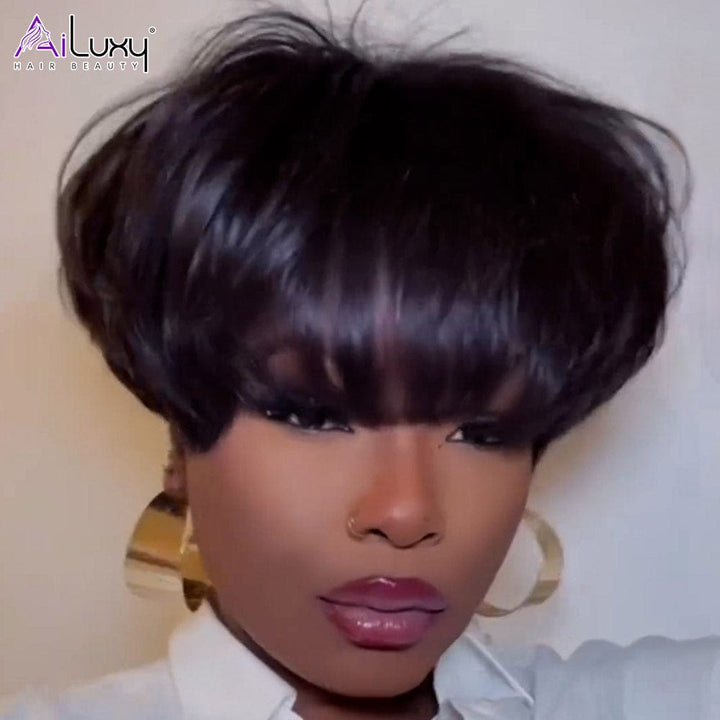 AILUXY Duveteux Perruque 100% Cheveux Humains comme sur la vidéo 3 - 4 jours reçus+Un beau cadeau