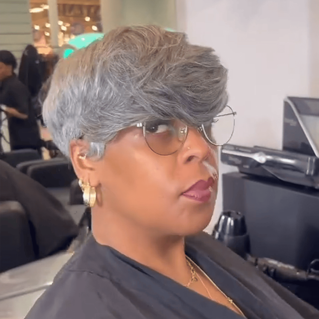 AILUXY Perruque Pixie Courts Personnalisés Style Gris 2.0