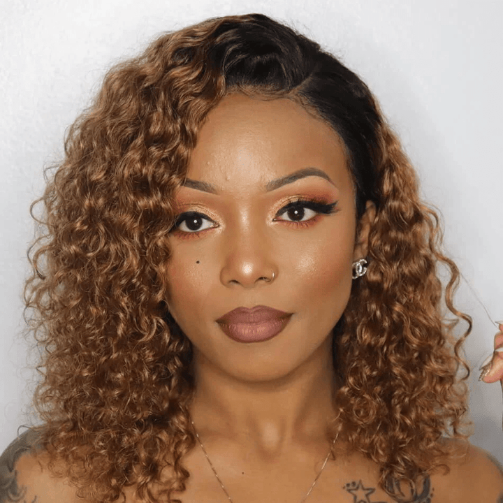 (Dernier Prix)AILUXY 13x4 Lace Closure Bouclée Courte Perruque 100% Cheveux Humains