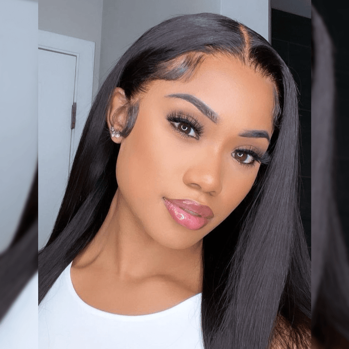 AILUXY 13x6 Lace Frontal Lisse Perruque 250% densité 18 pouces