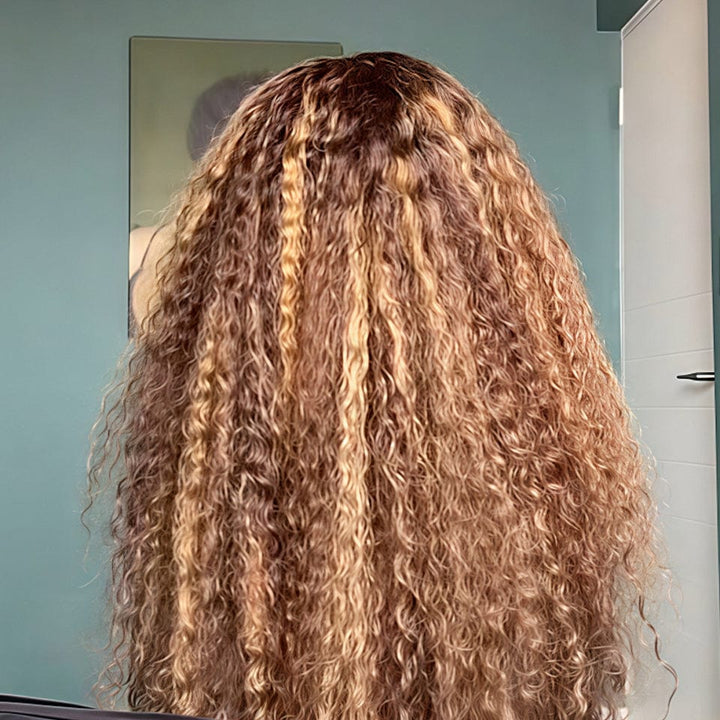 AILUXY Perruque Longue avec Ombrage Dimension Profonde et Richesse deep wave