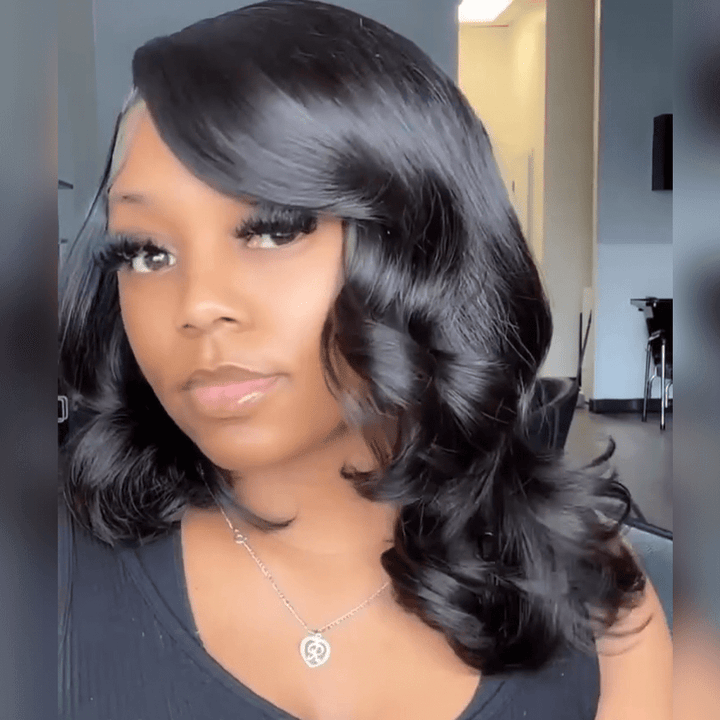 AILUXY Perruque Natural Wave BOB 4X4 Sans Colle