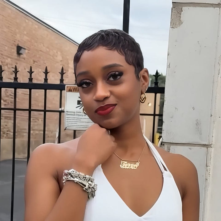 ailuxy-hair-100%-human-hair-pixie-wig-frontal view
