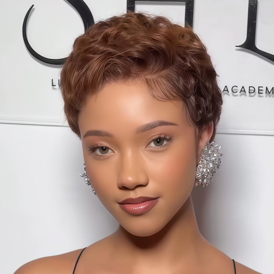 ailuxy pixie wig100% human hair color #4 perrque 100%