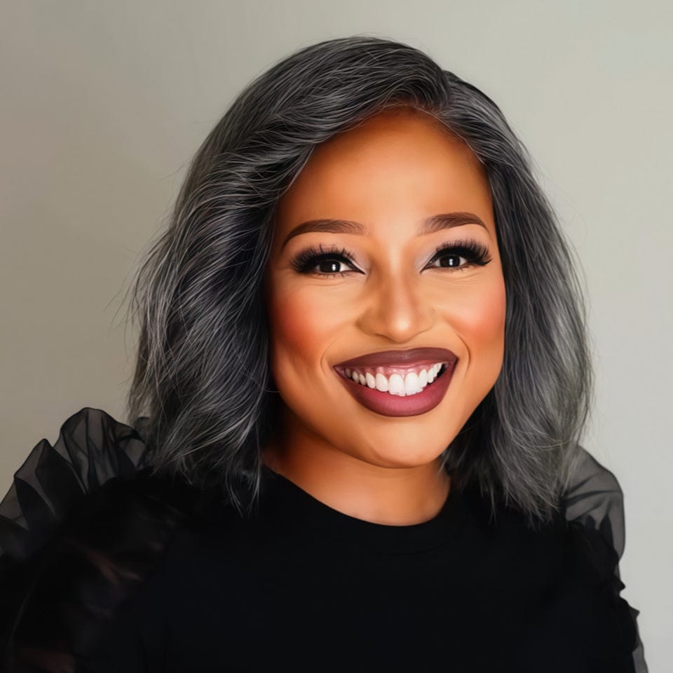 ailuxy hair grey 100% human hair frontal view