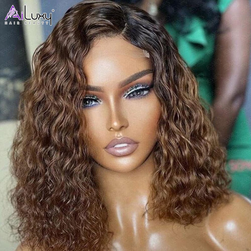 ailuxyhair-fr 10 (Dernier Prix)AILUXY 5X5 Lace Closure Chocolat Brun 4/30# Deep Wave Courte Perruque 100% Cheveux Humains