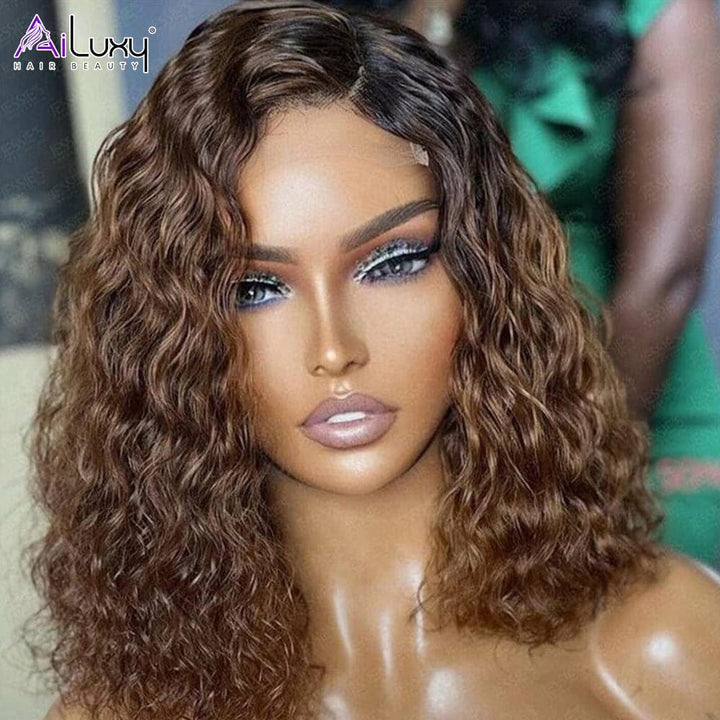 ailuxyhair-fr 10 (Dernier Prix)AILUXY 5X5 Lace Closure Chocolat Brun 4/30# Deep Wave Courte Perruque 100% Cheveux Humains