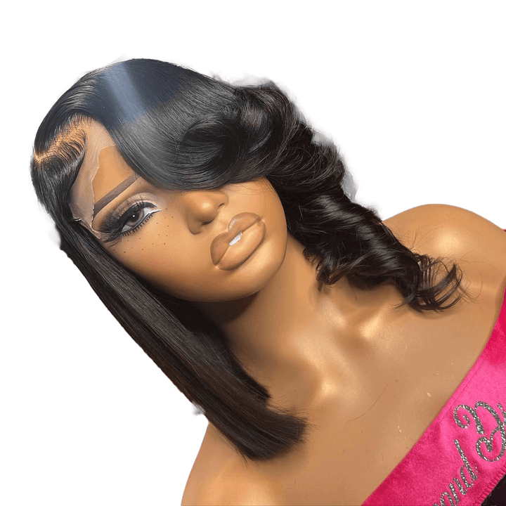 ailuxyhair-fr 10 La Mode AILUXY 4x4 Lace Perruque Lisse Bob Perruque Courte Noire 200% densité 100% cheveux humains
