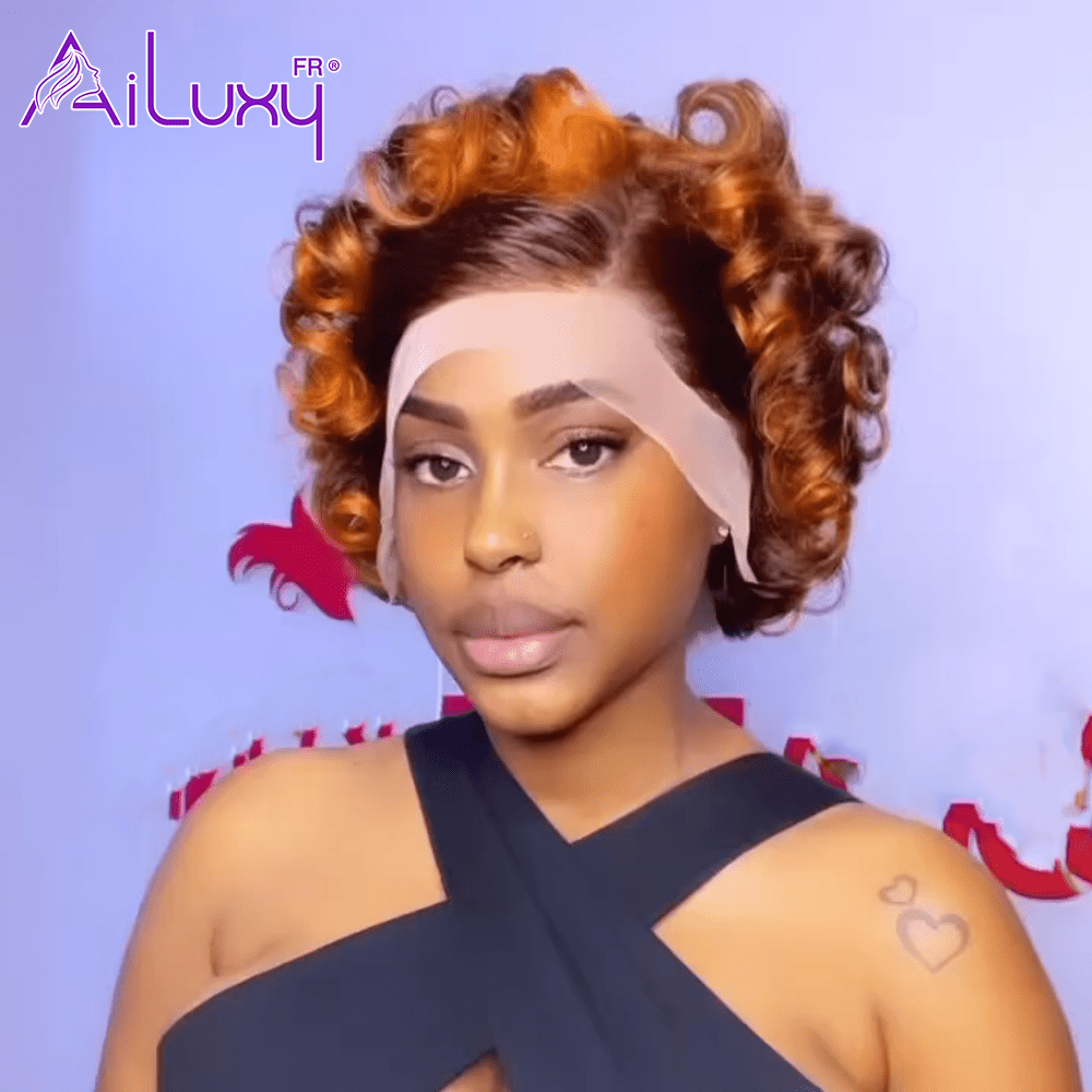ailuxyhair-fr 10pouces(comme sur la vidéo) AILUXY 13x4 Lace Frontal Bob 200% densité Perruque Oeufs Curly Courte Perruque 100% Cheveux Humains
