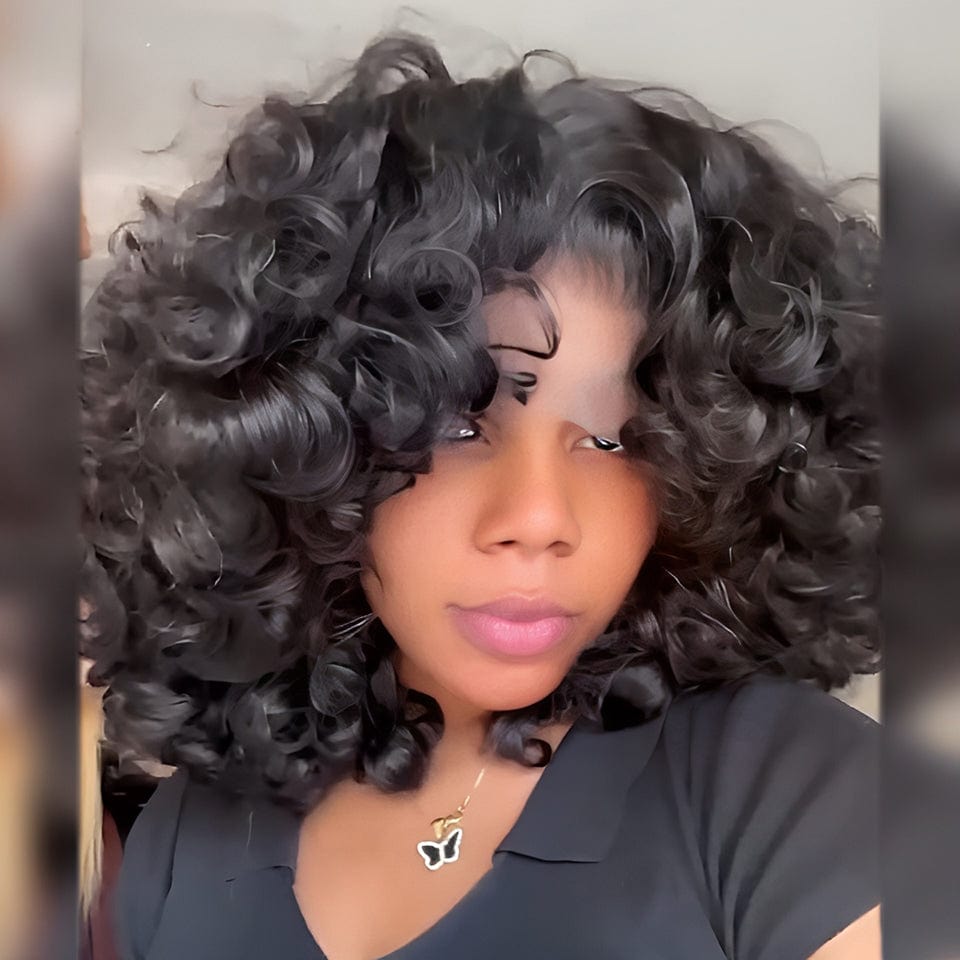 ailuxyhair-fr 12pouces AILUXY Nouvelle Collection Printemps Perruque 13x4 Lace Cheveux bouclés haute densité