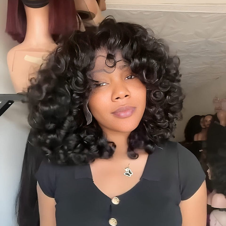 ailuxyhair-fr 12pouces AILUXY Nouvelle Collection Printemps Perruque 13x4 Lace Cheveux bouclés haute densité