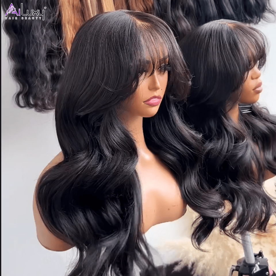 ailuxyhair-fr 18（En france） AILUXYl Body Wave Longue Noir Perruque 200% densité  100% Cheveux Humains Je voudrais comme sur la vidéo