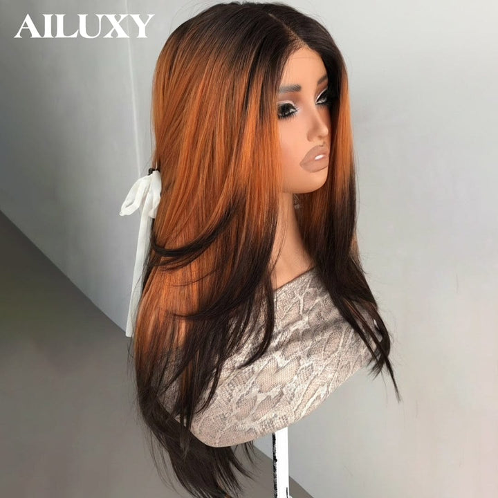 ailuxyhair-fr 18 Identique à la photo AILUXY 13x4 Lace Frontal Lisses 1B30# 100% Cheveux Humains Densité Styles à la Mode Identique à la Photo