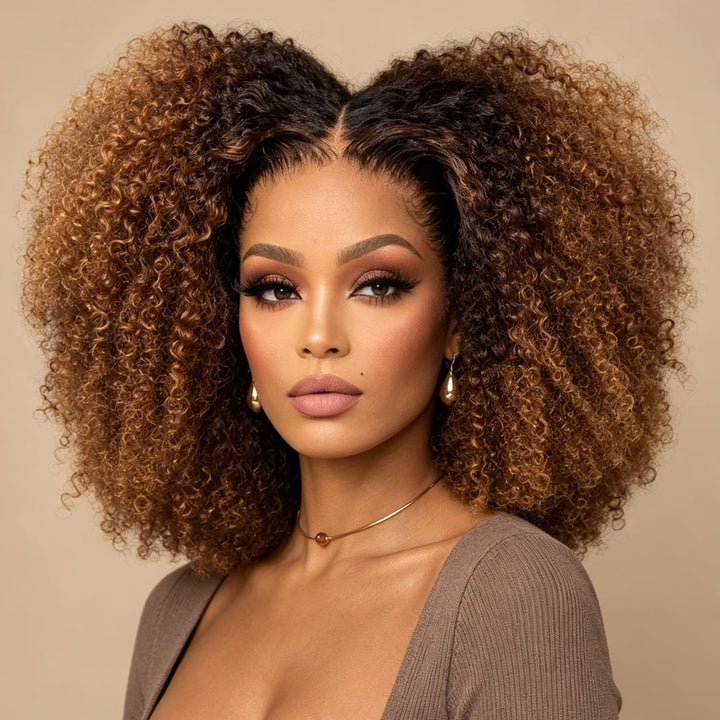 ailuxyhair-fr 200% / 12 (En France) AILUXY T Part Lace Perruque Chocolat Brun 1B/30 Bouclé Bob Perruque 100% Cheveux Humains