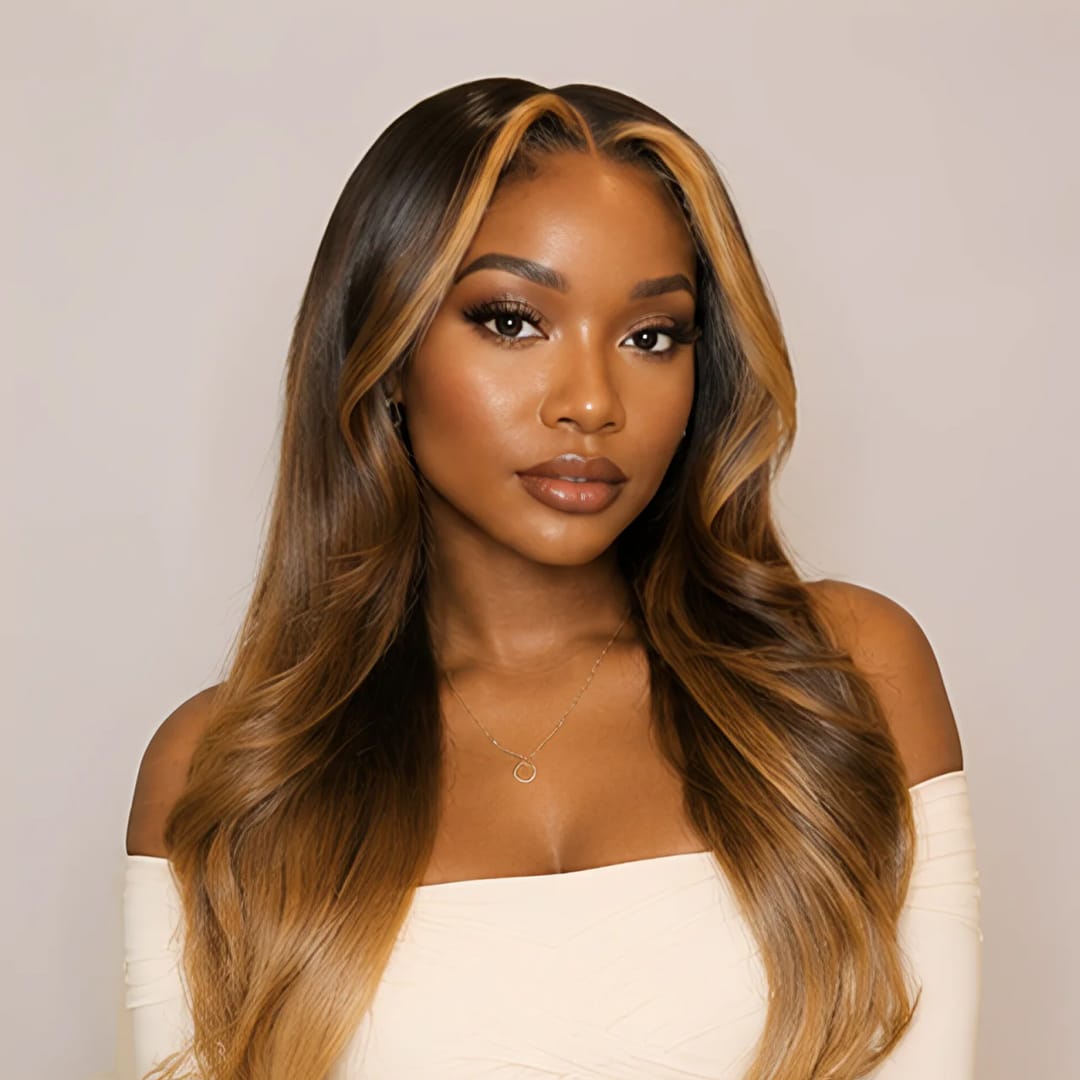 ailuxyhair-fr 🔥 24pouces AILUXY Perruque Longue à Ondules Larges avec Mèches Surbrillantes Balayage, Texture Lisse et Brillante, Facile à Porter, Coiffure Élégante et Glamour pour Femme Moderne