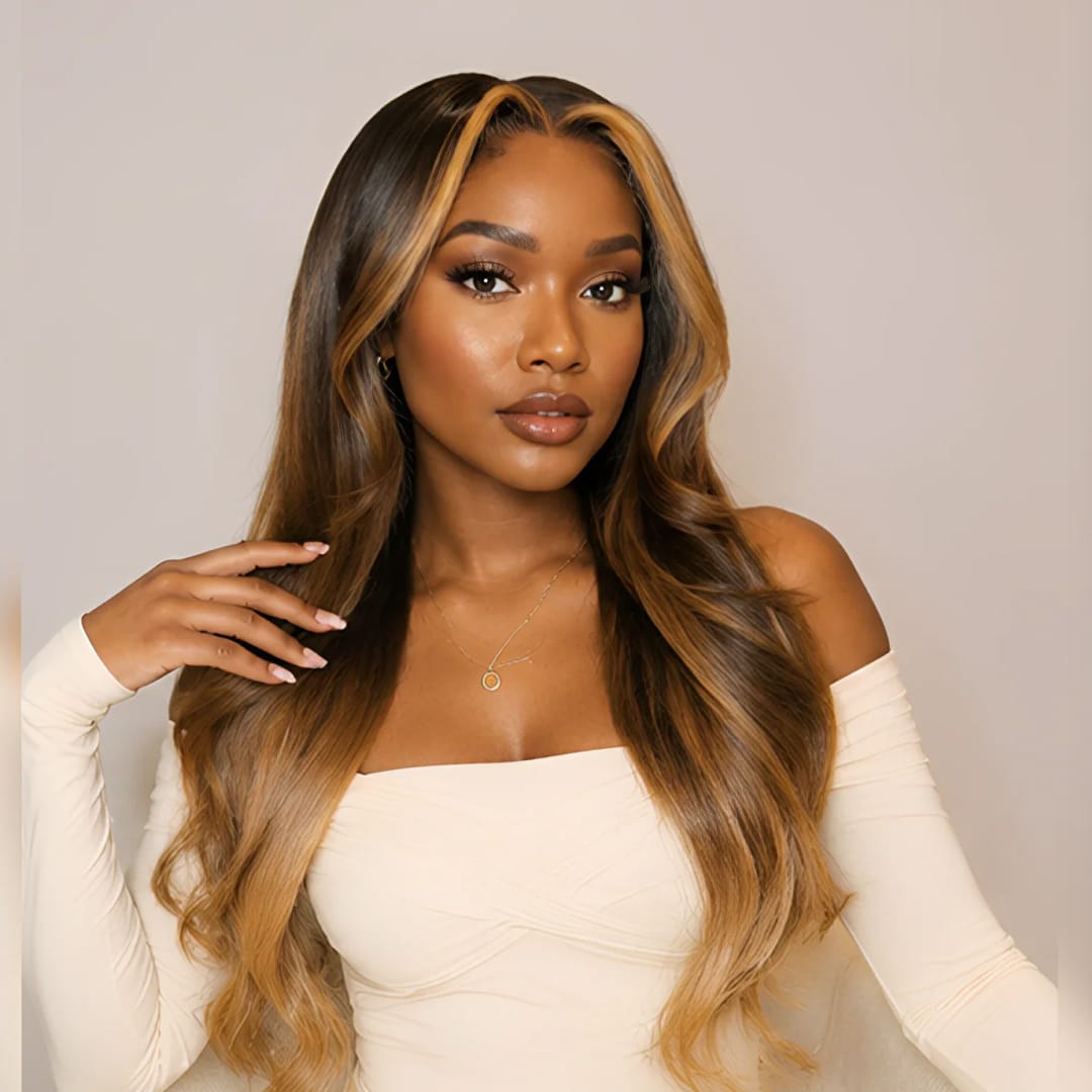 ailuxyhair-fr 🔥 24pouces AILUXY Perruque Longue à Ondules Larges avec Mèches Surbrillantes Balayage, Texture Lisse et Brillante, Facile à Porter, Coiffure Élégante et Glamour pour Femme Moderne