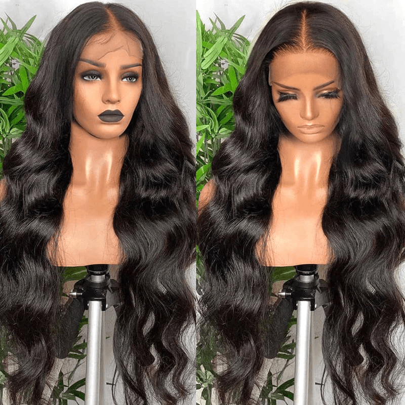 ailuxyhair-fr 250% / 24 AILUXY 13x6 Lace Frontal Body Wave Longue Noir Perruque 100% Cheveux Humains NEW