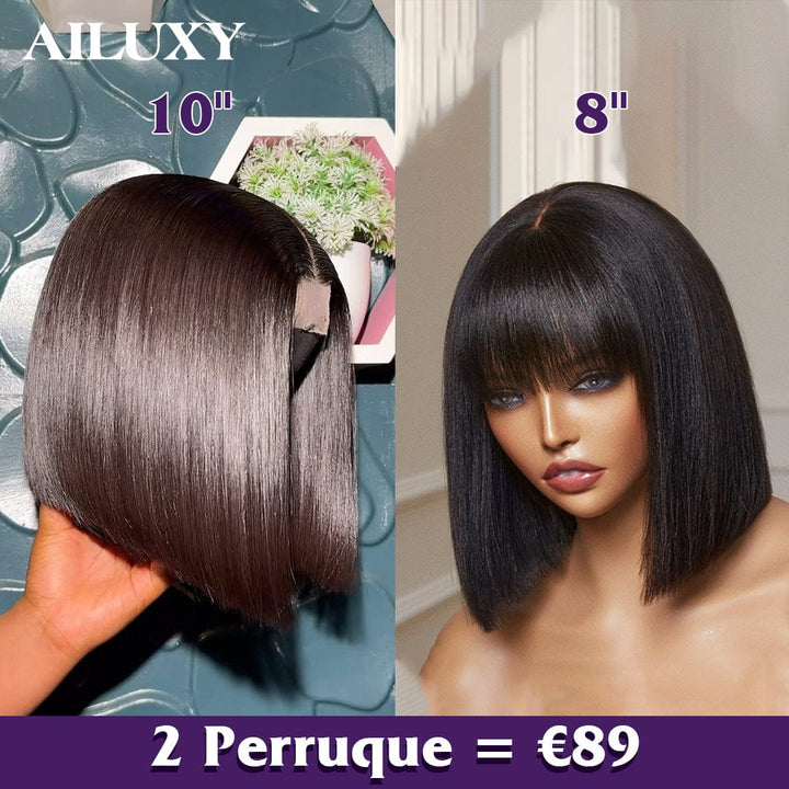 ailuxyhair-fr 2X6 et mécanisme AILUXY 2 Perruque COMBO | Perruque BOB de 8 pouces