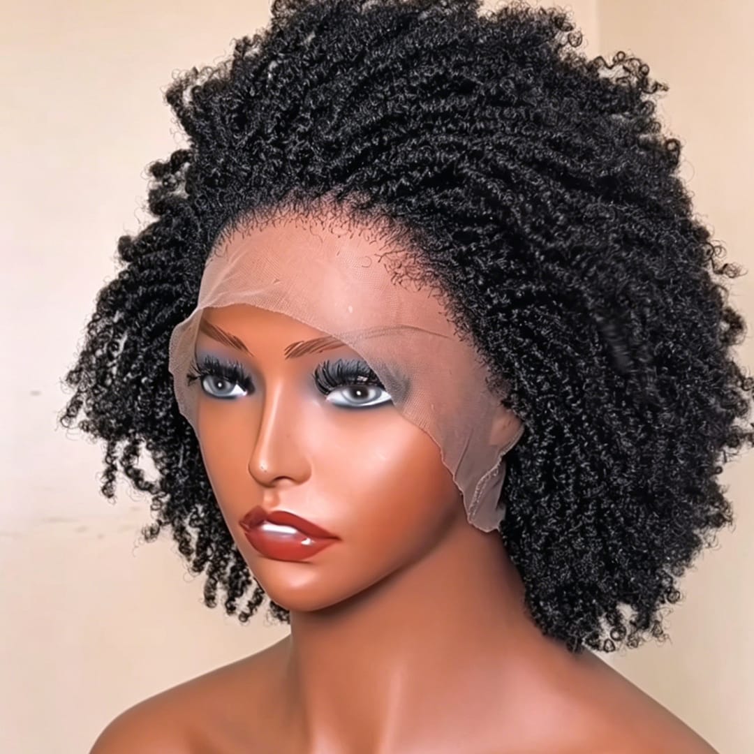 ailuxyhair-fr 8 pouces AILUXY Perruque en Cheveux Humains à Boucles Ressort Noires, Lace Front 13×4 Transparente, Style Frais et Décontracté, Facile à Entretenir, Modèle Tendance