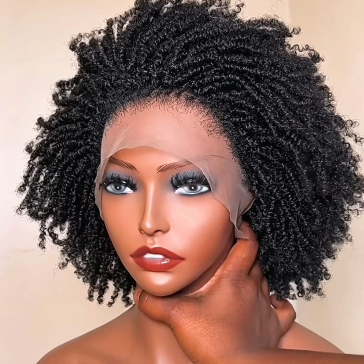 ailuxyhair-fr 8 pouces AILUXY Perruque en Cheveux Humains à Boucles Ressort Noires, Lace Front 13×4 Transparente, Style Frais et Décontracté, Facile à Entretenir, Modèle Tendance