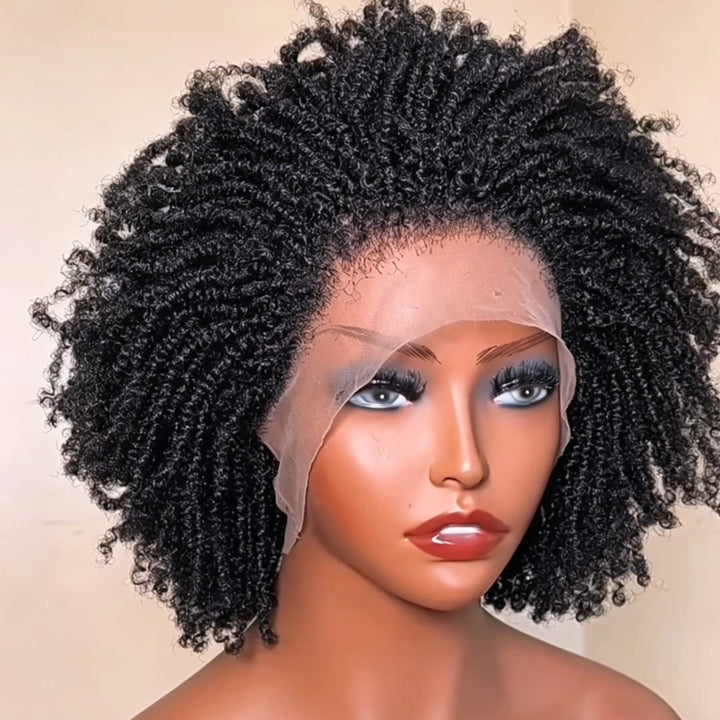 ailuxyhair-fr 8 pouces AILUXY Perruque en Cheveux Humains à Boucles Ressort Noires, Lace Front 13×4 Transparente, Style Frais et Décontracté, Facile à Entretenir, Modèle Tendance