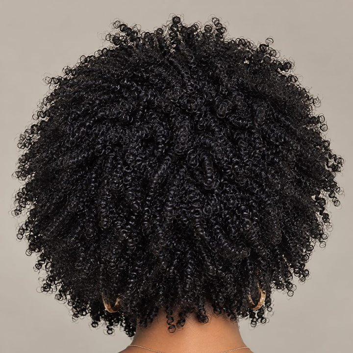 ailuxyhair-fr 8 pouces AILUXY Perruque en Cheveux Humains à Boucles Ressort Noires, Lace Front 13×4 Transparente, Style Frais et Décontracté, Facile à Entretenir, Modèle Tendance