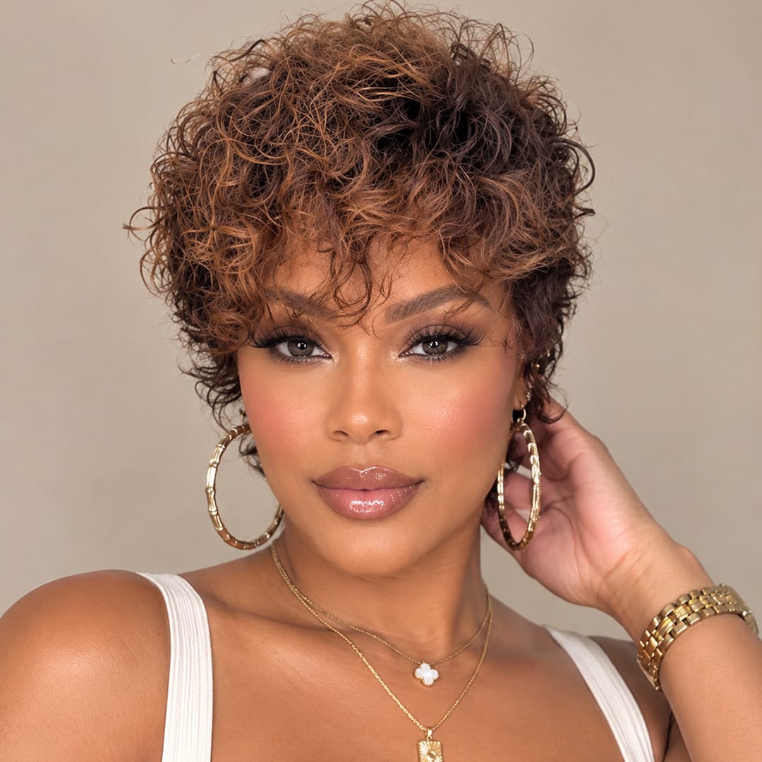 ailuxyhair-fr AILUXY 001 AILUXY Perruque Pixie bouclée tendance avec reflets 1 minute pour des cheveux de star