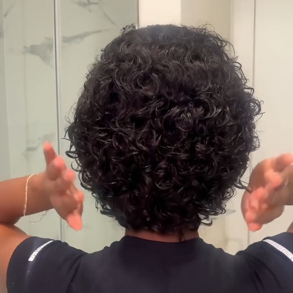 ailuxyhair-fr AILUXY 001 identique à l'image AILUXY 13x4 Lace Frontal Perruque bouclé Noir perruque courte pour l'été