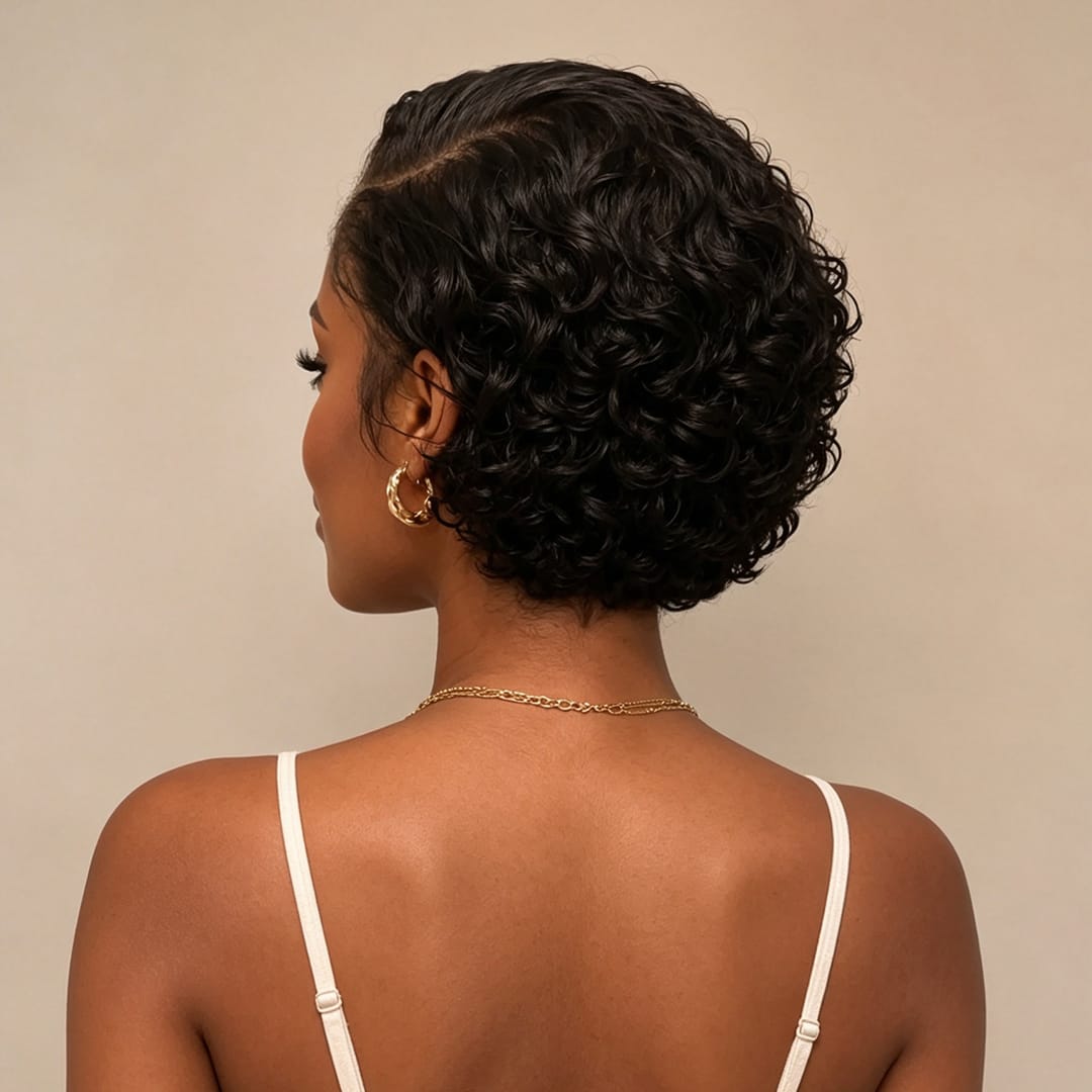 ailuxyhair-fr AILUXY 001 identique à l'image AILUXY 13x4 Lace Frontal Perruque bouclé Noir perruque courte pour l'été