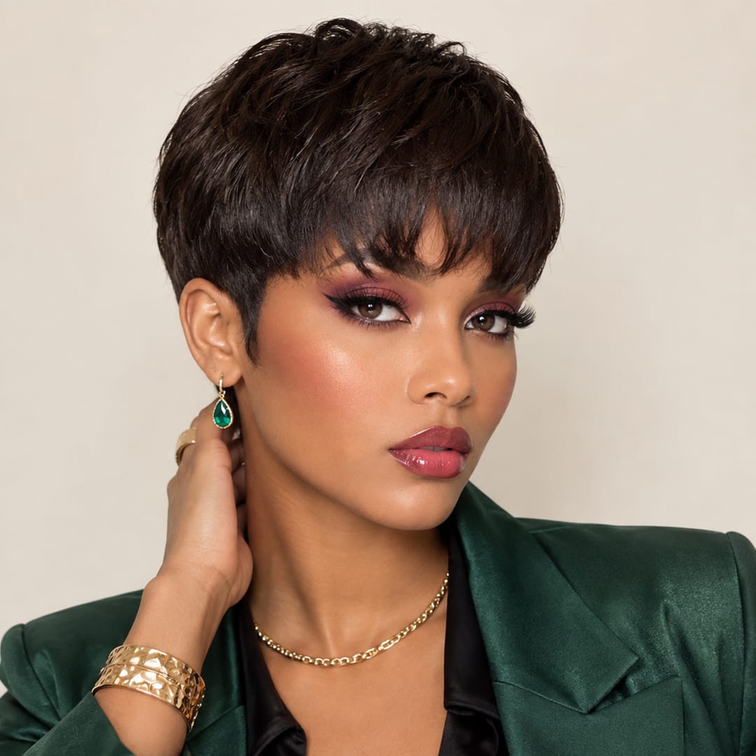 ailuxyhair-fr AILUXY 001 identique à l'image AILUXY Perruque personnalisée avancée Pixie brun