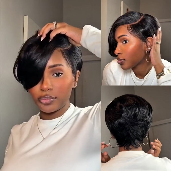 ailuxyhair-fr AILUXY 001 Identique à l'image (Noir) AILUXY Courte vibrante 100% Cheveux Humains Identique à l'image meilleures perruques