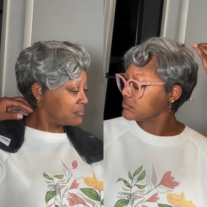 ailuxyhair-fr AILUXY 001 Identique à la photo AILUXY Perruque personnalisée avancée Pixie Gris Groovy Baby Nouveau 2.0