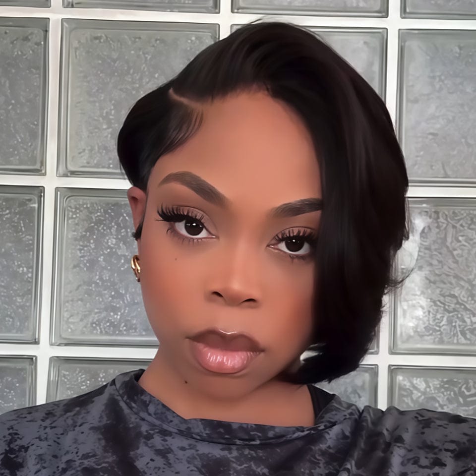 ailuxyhair-fr AILUXY 001 Noir (En france) AILUXY Perruque courte Pixie Cut 13X4 à demi-dentelle avec fermeture 4.0