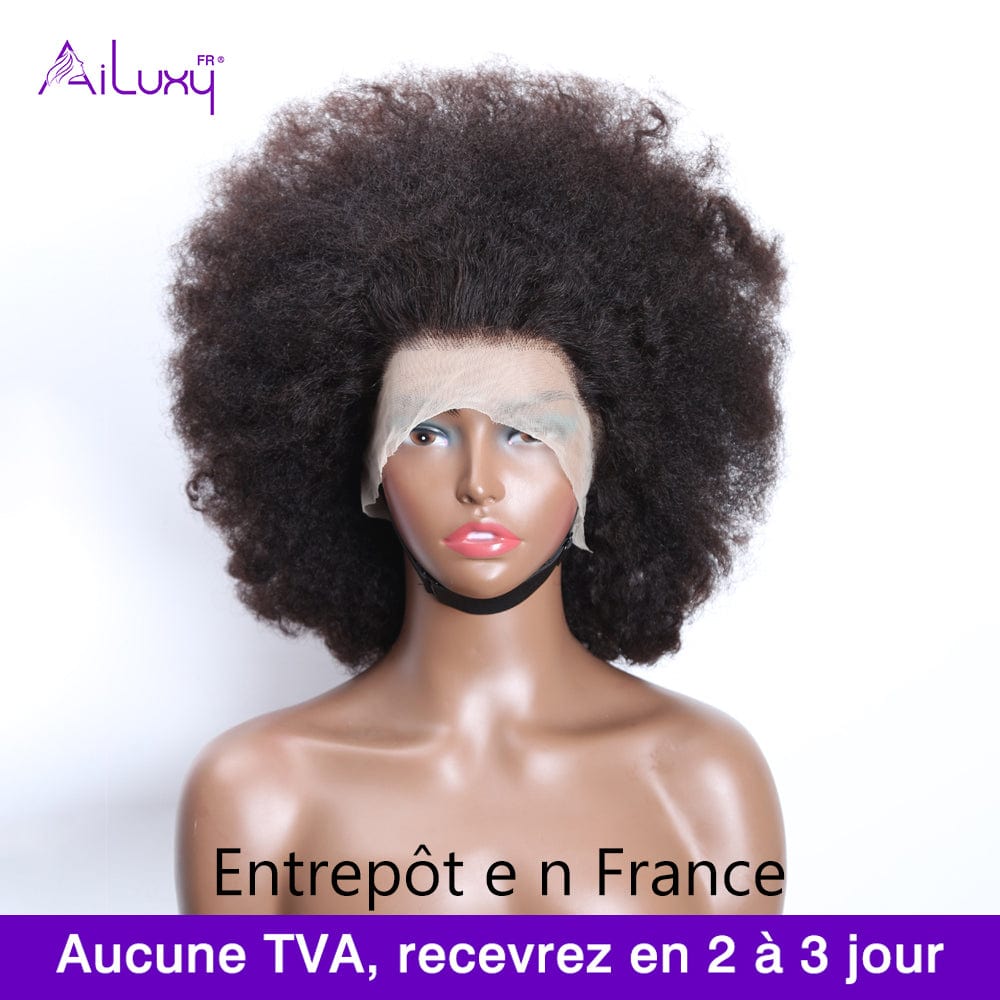 ailuxyhair-fr AILUXY 002 AILUXY  13x4 Lace Closure Perruque Bob Perruque Afro Curly Noir 100% Cheveux Humains