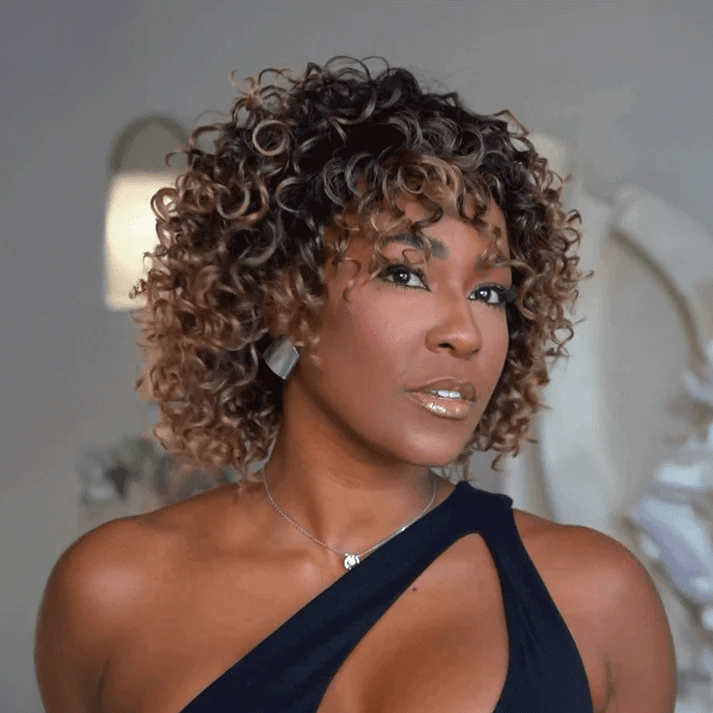 ailuxyhair-fr AILUXY 002 Ailuxy Glueless Couleur Blond Foncé Doré Ombré Perruque Sans Colle Bouclé Bob