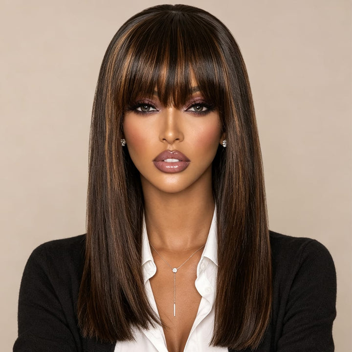 ailuxyhair-fr AILUXY 002 AILUXY  Lisse Bob Perruque Avec Frange 100% Cheveux Humains