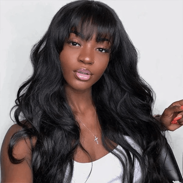 ailuxyhair-fr AILUXY 002 AILUXY Perruque 100% fabriqué à la machine body wavy Longue Noir Perruque 100% Cheveux Humains