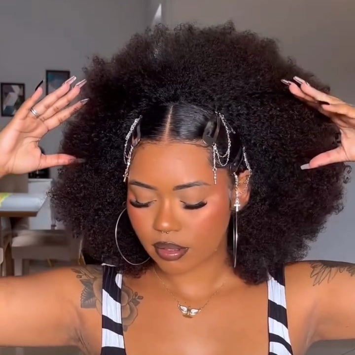 ailuxyhair-fr AILUXY 002 AILUXY Perruque afro couleur naturelle avec devant coiffé – Look chic et prêt à porter