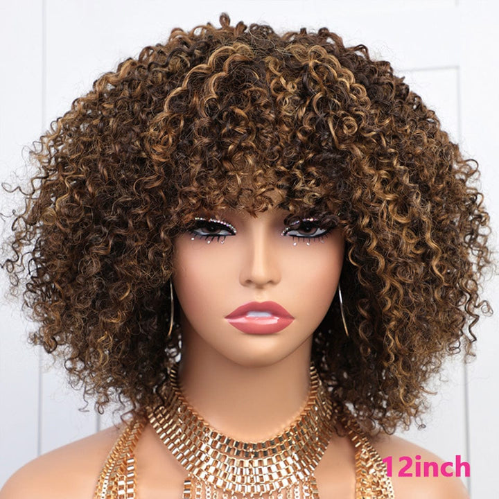 ailuxyhair-fr AILUXY 002 AILUXYhair Curly P4-27 Courte Perruque 100% Cheveux Humains 200% densité 100% cheveux humains
