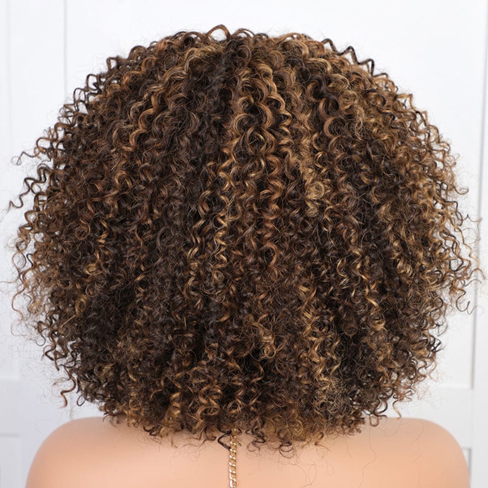 ailuxyhair-fr AILUXY 002 AILUXYhair Curly P4-27 Courte Perruque 100% Cheveux Humains 200% densité 100% cheveux humains