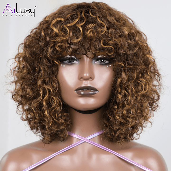 ailuxyhair-fr AILUXY 002 AILUXYhair Water Wave P4-27 Courte Perruque 100% Cheveux Humains 200% densité 100% cheveux humains