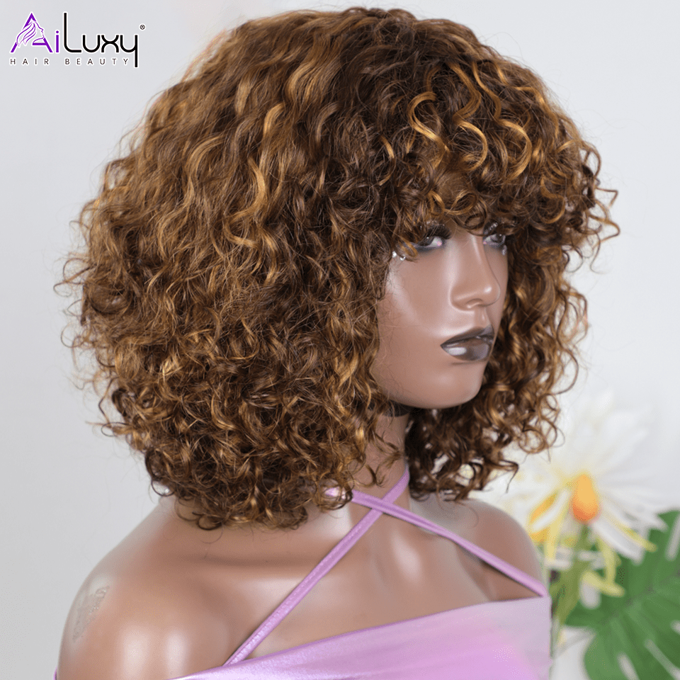 ailuxyhair-fr AILUXY 002 AILUXYhair Water Wave P4-27 Courte Perruque 100% Cheveux Humains 200% densité 100% cheveux humains