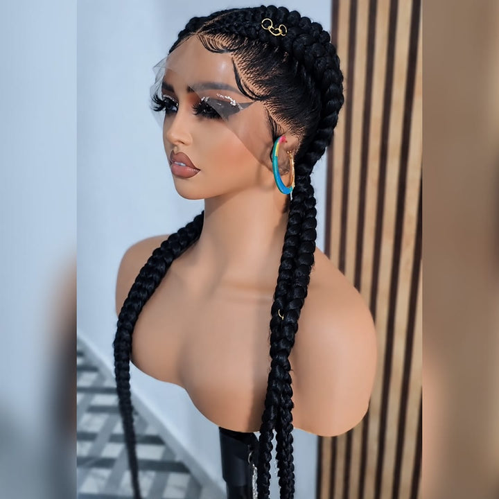ailuxyhair-fr AILUXY 003 AILUXY Dentelle intégrale BouclesCoiffure Afro Deux Tresses Noires Cheveux 100% humains naturels