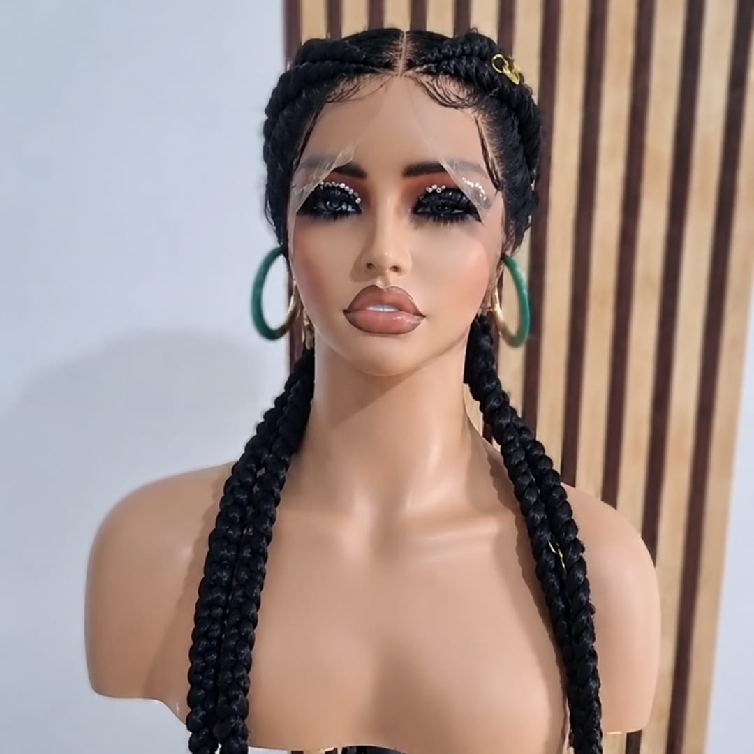 ailuxyhair-fr AILUXY 003 AILUXY Dentelle intégrale BouclesCoiffure Afro Deux Tresses Noires Cheveux 100% humains naturels