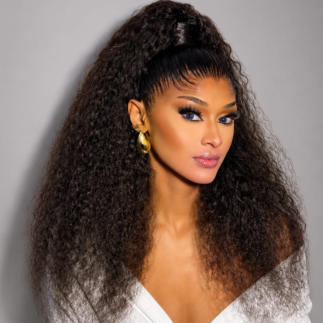 ailuxyhair-fr AILUXY 003 AILUXY Lace Frontal Perruque Queue Haute Boucles Crépues Coiffure Afro Queue de Cheval Longue